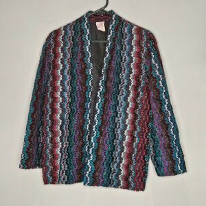 Vintage Colorful Chunky Knit Jacket Cardigan Lg Cottagecore Heritage Boho